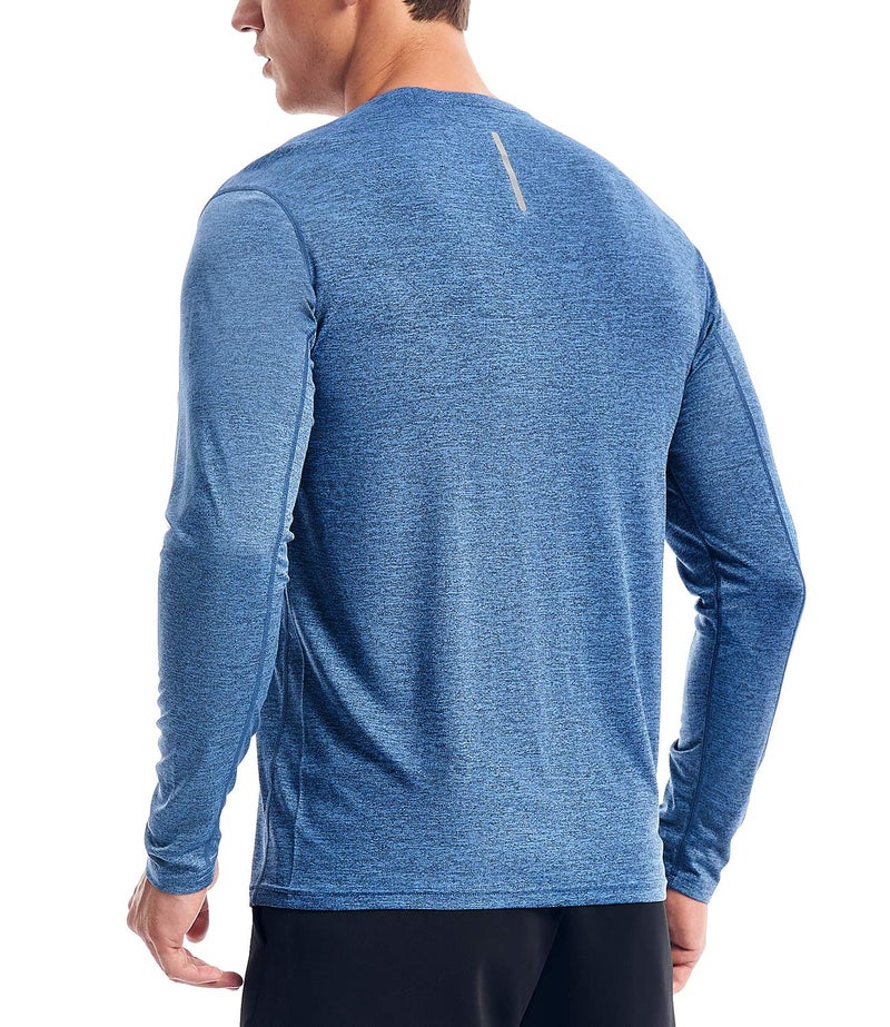 Zengjo Mens Long Sleeve Workout Shirts Dry Fit(Blue Heather,XL) - Image 3